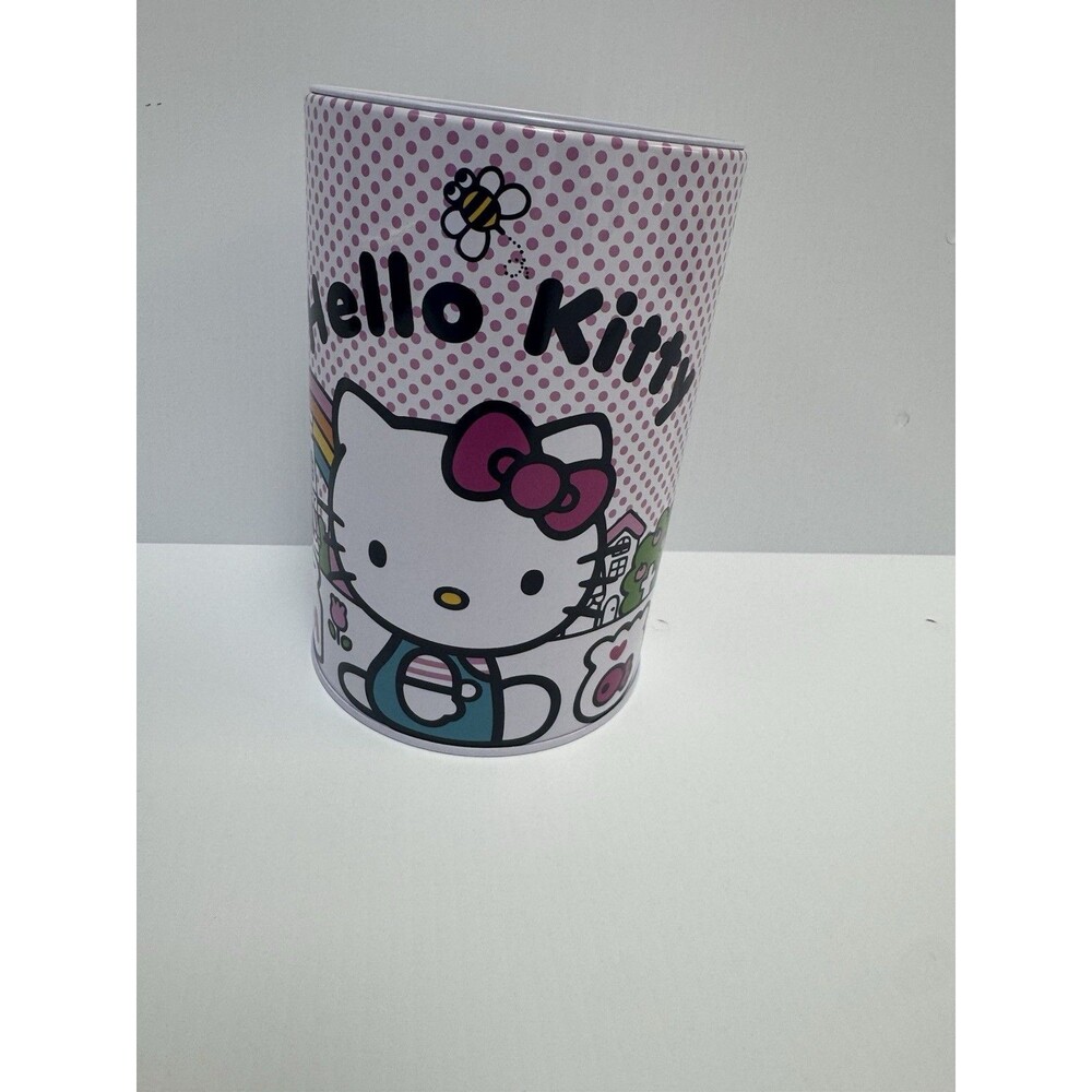 Hello Kitty Pink Tin Coin Bank Metal Piggy Bank Savings Can Sanrio New NWOT